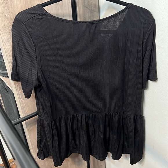 My Best Self Ribbed Knit Black Blouse - Picture 2 of 4